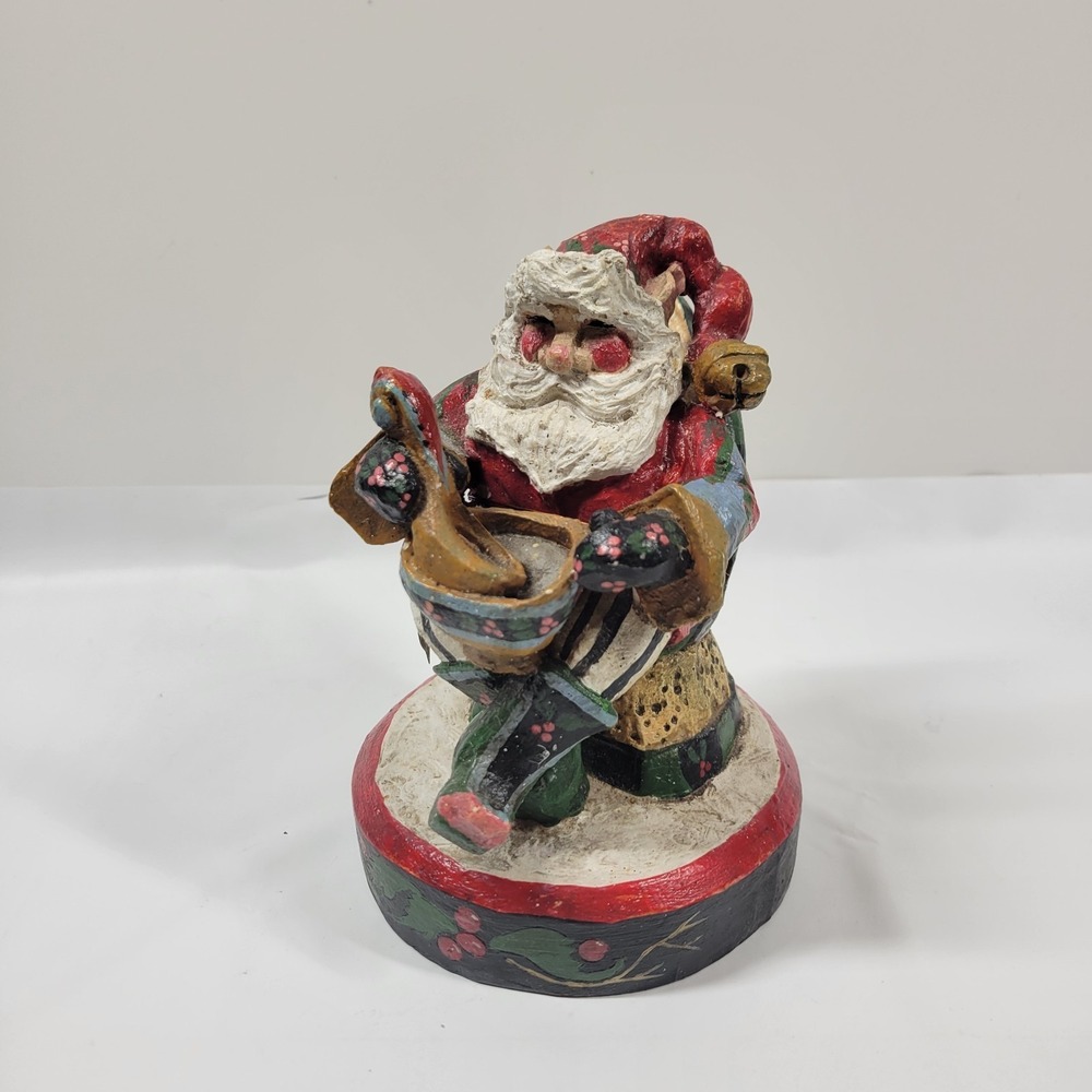 House‎ Of Hatten 1992 Santa Clause Figurine Folk Art *FLAW* Primitive Christmas
